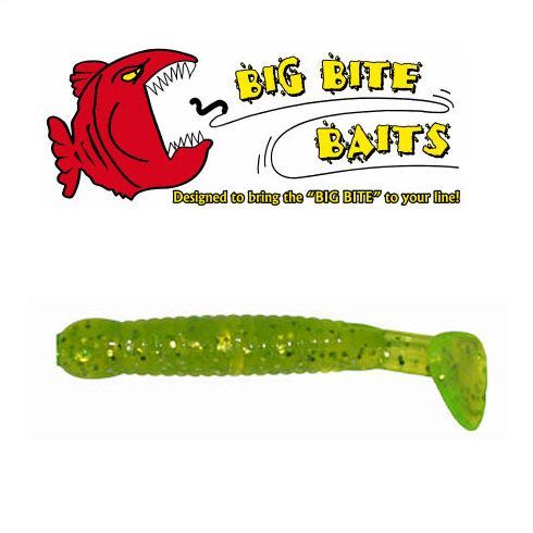 Grub Big Bite Baits Paddle Tail Chartreuse Shine 2,5