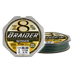 Fir textil Konger Rigging Line Braider X8 0.14mm/17.5kg/10m Olive Green