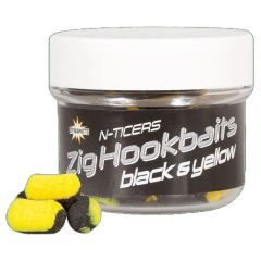 Boilies Dynamite Baits N-Ticers Zig Hookbaits Black Yellow, 12x6mm