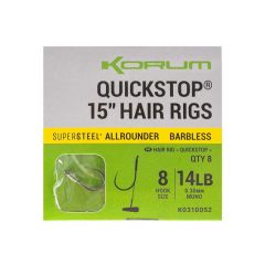 Carlige legate Korum 15" Big Fish Hair Rigs W/Quickstops Barbless Nr.10