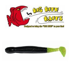 Grub Big Bite Baits Paddle Tail Black / Chartreuse Shine Tail 2,5"