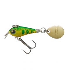 Spinnertail Tiemco Riot Blade 2.5cm, culoare Holographic Green Gold