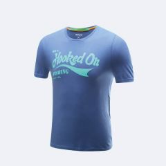 Tricou BKK Hooked on Fishing T-Shirt Blue, marime M