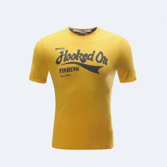Tricou BKK Hooked on Fishing T-Shirt Yellow, marime XXL