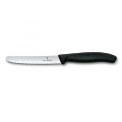 Cutit Victorinox Swiss Classic Wavy Edge Paring Knife 10cm - Black