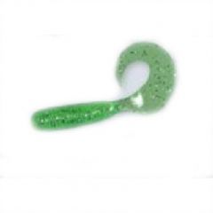 Grub Mann's Curly Tail 2" - Clear Green Flakes, plic 20 buc.