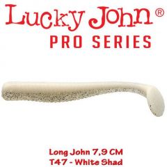 Shad Lucky John Long John 7.9 cm, culoare White Shad - 8 buc/plic