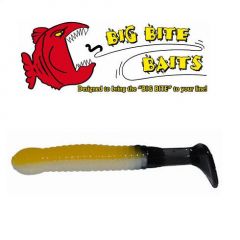 Grub Big Bite Baits Paddle Tail Yellow/White/Black Tail 3,25"