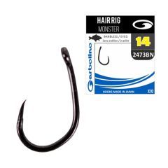 Carlige Garbolino Hair Rig Monster 2473 Barbless Black Nickel, Nr.12