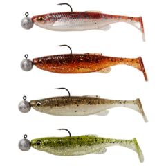 Shad Savage Gear Fat Minnow Tail RTF 13cm/20g + Jig 5/0/12.5g, culoare Dark Water Mix