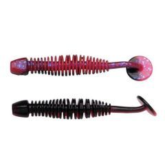 Grub Berkley PowerBait Leech 5cm, culoare Salmon Egg Red/Black