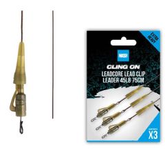 Kit monturi leadcore Nash Ready Tied Leadcore Lead Clip Leader, 45lb, 75cm