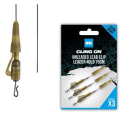 Kit monturi leadcore Nash Ready Tied Unleaded Lead Clip Leader, 40lb, 75cm