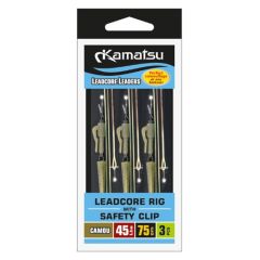 Kit monturi leadcore Kamatsu Leadcore Rig Safety Clip Camou 35lb, 75cm