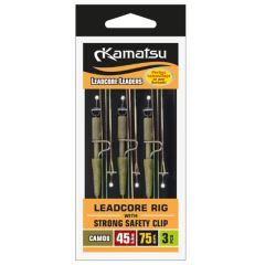 Kit monturi Kamatsu Leadcore Rig Strong Safety Clip Camou 35lb, 75cm 