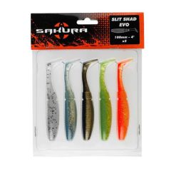 Set shad-uri Sakura Slit Shad Evo 10cm, culoare Color Mix