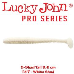 Shad Lucky John S-Shad Tail 9.6 cm, culoare White Shad - 5 buc/plic