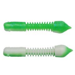 Worm Berkley PowerBait Pillar 4cm, culoare Spring Green/White