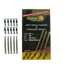 Select Baits Anti Tangle Sleeves & Standard Swivels - Weed Green