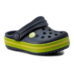 Papuci Crocs Crocband Clog K Navy Volt Green, marime J2