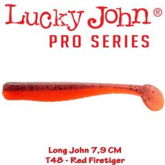 Shad Lucky John Long John 7.9 cm, culoare Red Firetiger - 8 buc/plic