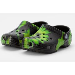 Papuci Crocs Classic Tie Dye Graphic Clog Black/Lime Punch, marime 43-44