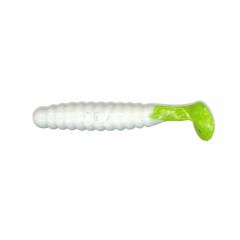 Grub Slider Crappie Panfish 3.8cm, culoare White/Chartreuse Tail

