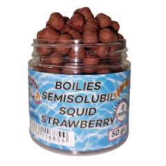 Boilies Fire Baits Semisolubil Dumbel Squid-Strawberry, 8mm, 50g