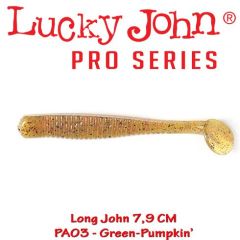 Shad Lucky John Long John 7.9 cm, culoare Green Pumpkin - 8 buc/plic