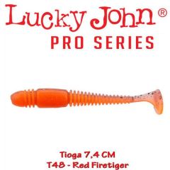 Shad Lucky John Tioga 7.4 cm, culoare Red Firetiger - 7 buc/plic