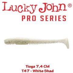 Shad Lucky John Tioga 7.4 cm, culoare White Shad - 7 buc/plic