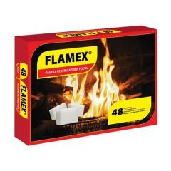 Pastile pentru aprins focul Flamex Rosu, 48buc