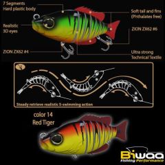 Swimbait Biwaa Seven Section 15cm/60g, culoare Red Tiger