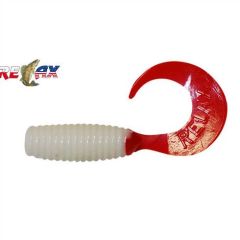 Grub Relax Twister VR1 4cm - White/Red Tail - 25 buc/plic