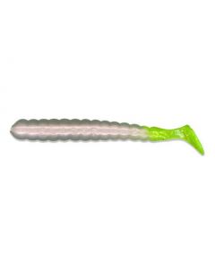Grub Slider Bass Grub 3" - Pearl/Chartreuse Tail